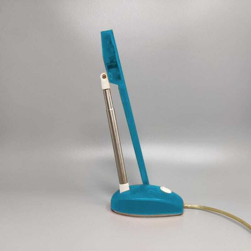389.0 1990s Gorgeous Blue Table Lamp "Microlight" By Ernesto Gismondi For Artemide. Made In Italy photo