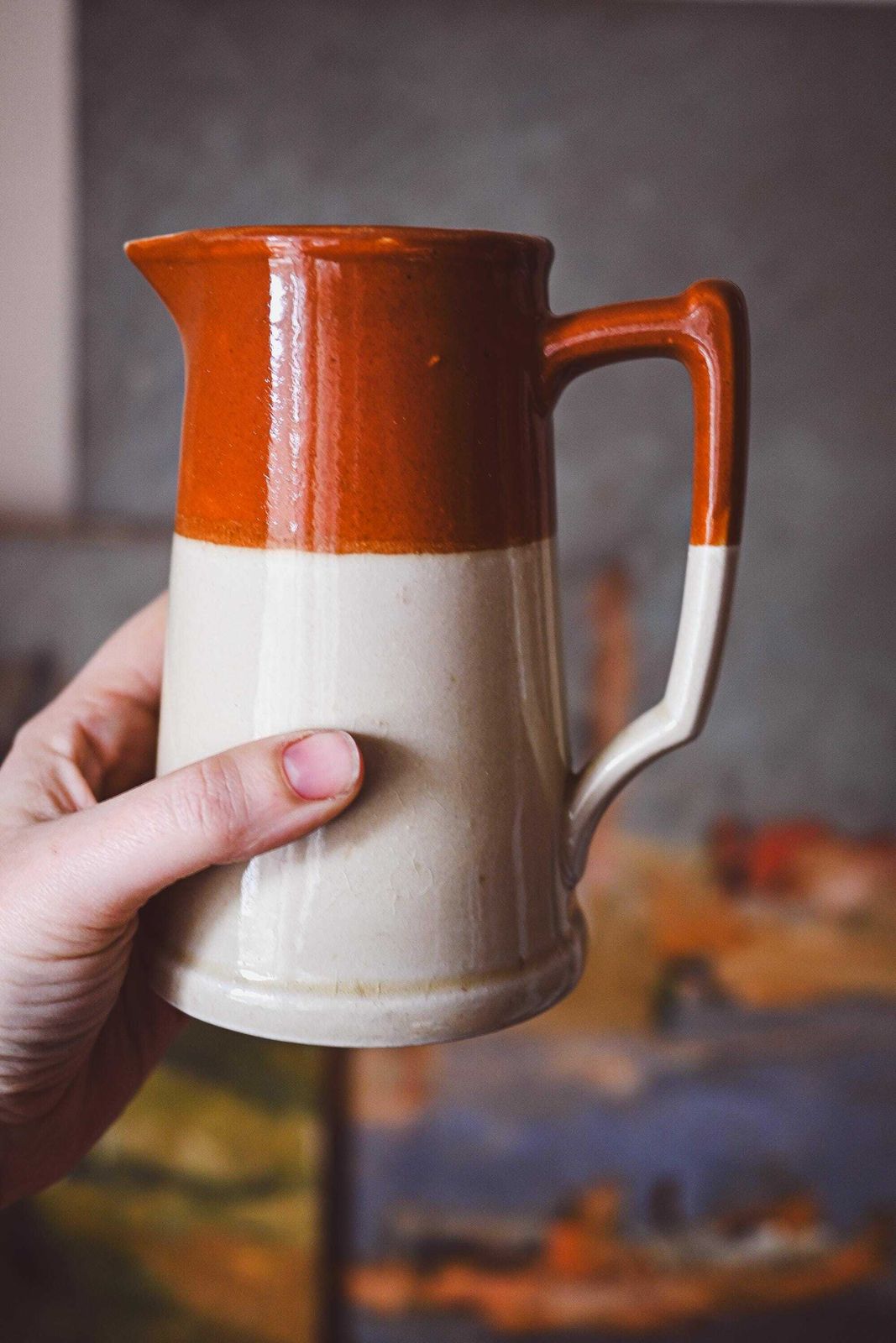 French Vintage Rustic Jug, Two Tone, 1/2 Lt photo furniture