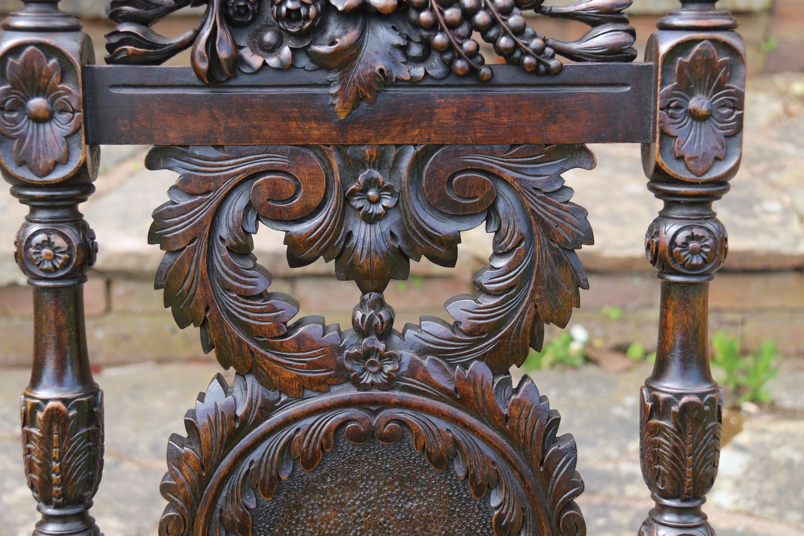 A 19th Century English Country House Carved Walnut High Backed Chair With A Tapestry Seat photo buy