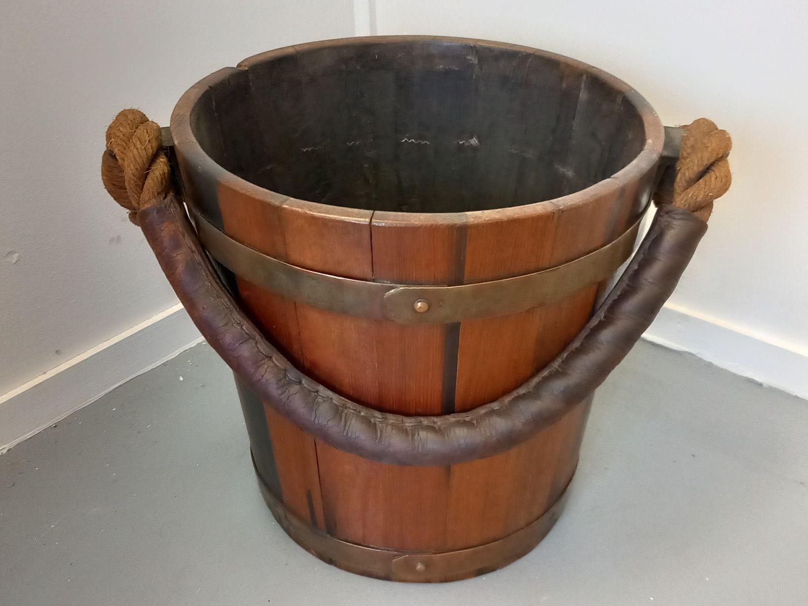 Brass Bound Wooden Bucket, 1910s photo 395.0