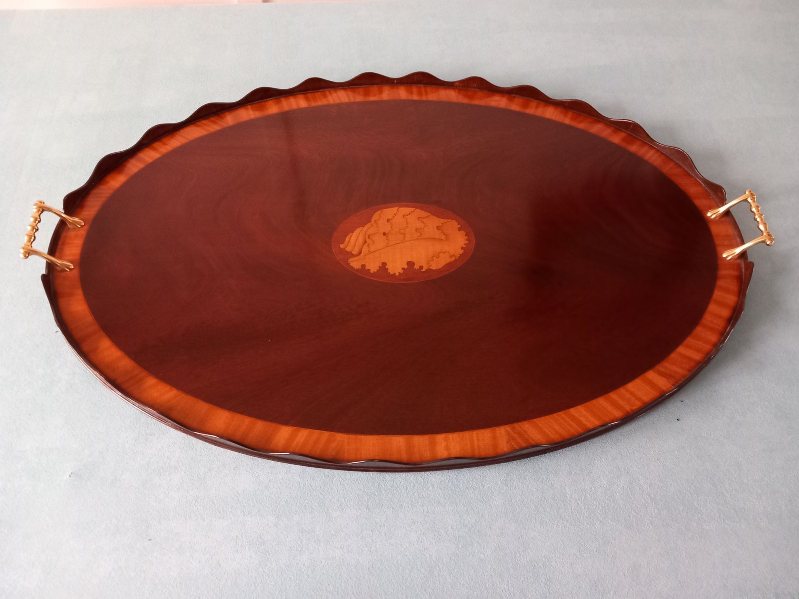 An Inlaid Mahogany Tea Tray, 1990s photo Furniture
