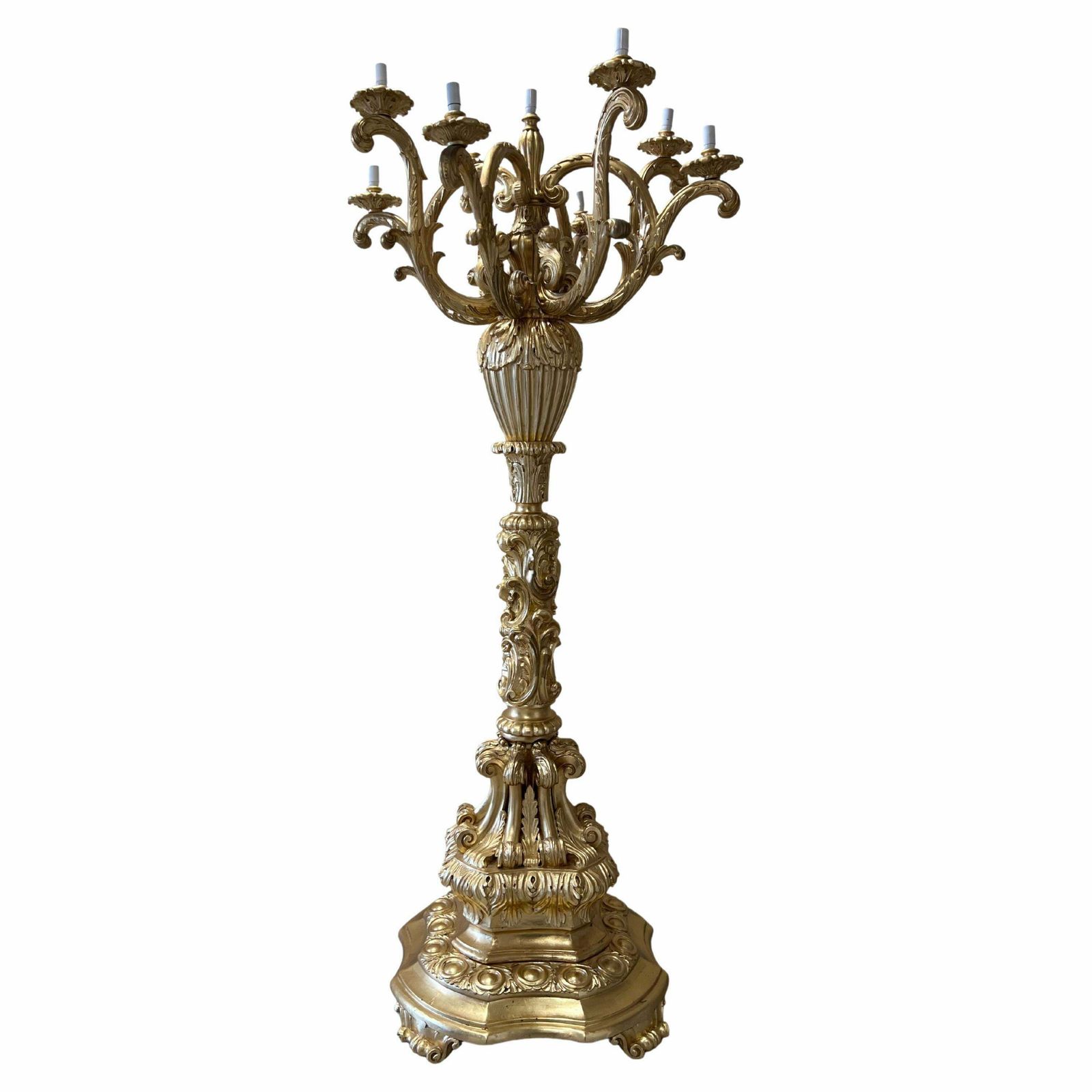 Pair Of Monumental Carved Wood Candelabra photo furniture