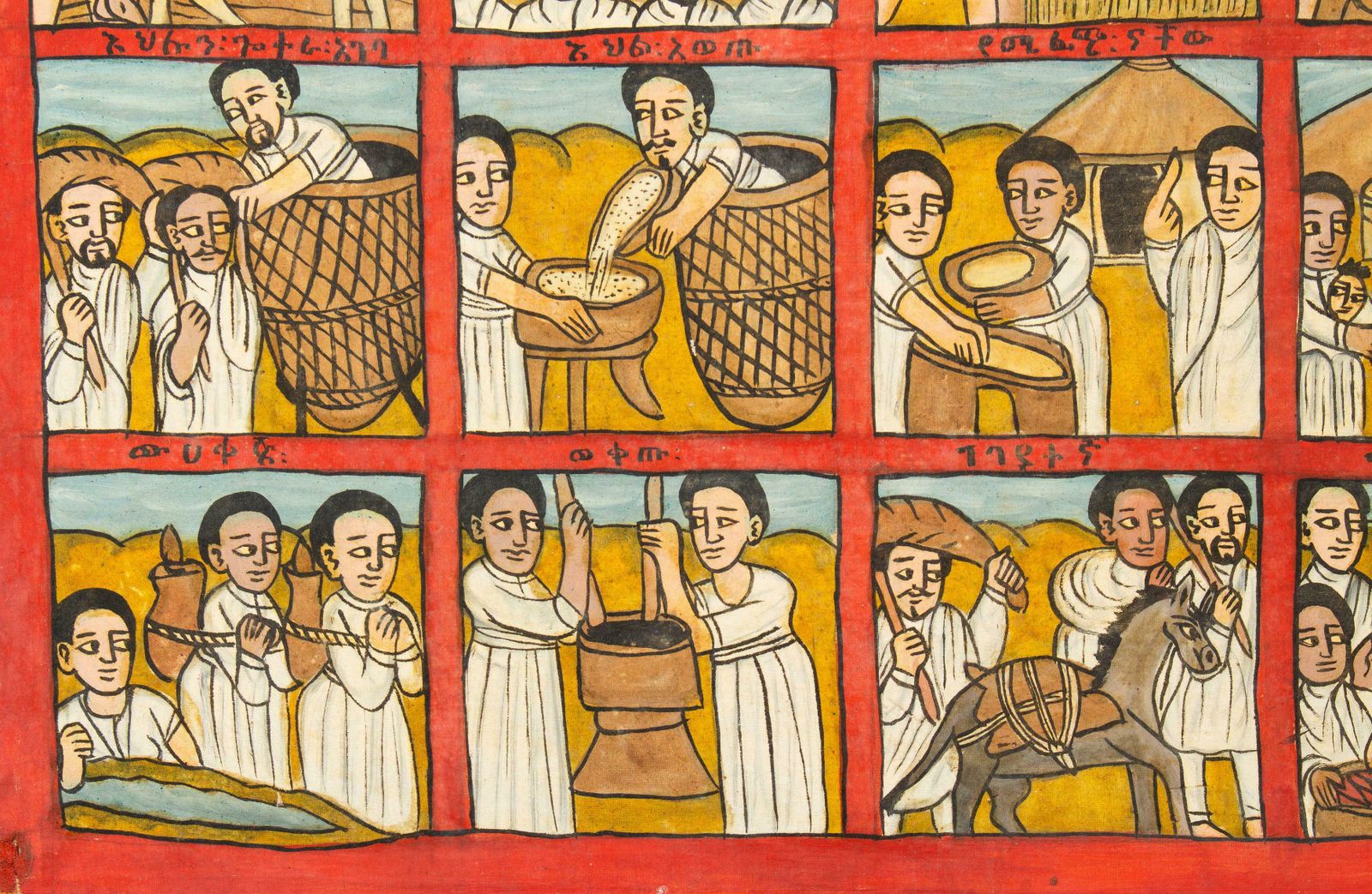 Naive Ethiopian Painting Circle Of Life 'Scene Of The Year', 1970s photo Art
