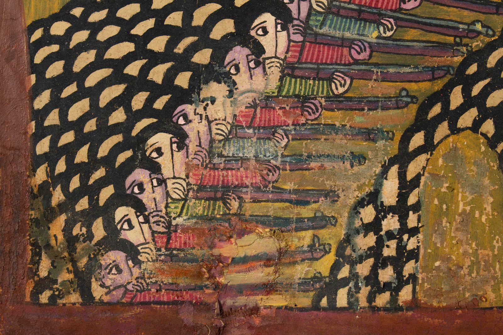 Naive Ethiopian Painting The First Italo Ethiopian War, 1970s photo vintage