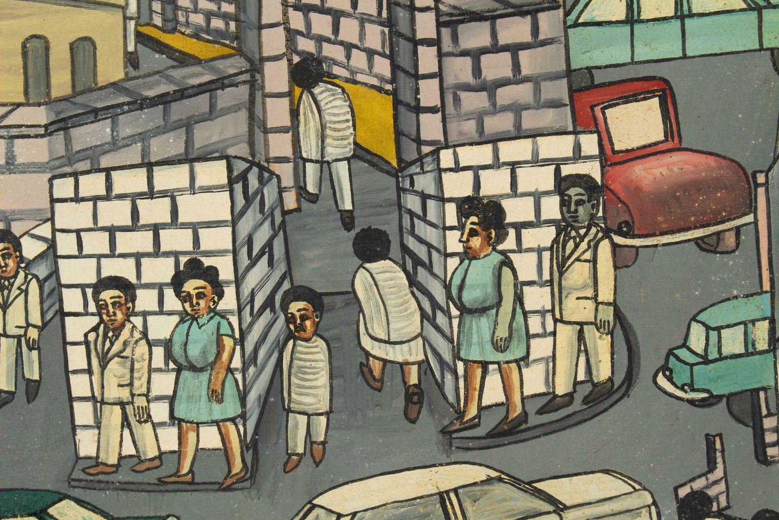 Naive Ethiopian Painting, Traffic In Addis Ababa, 1970s photo for sale