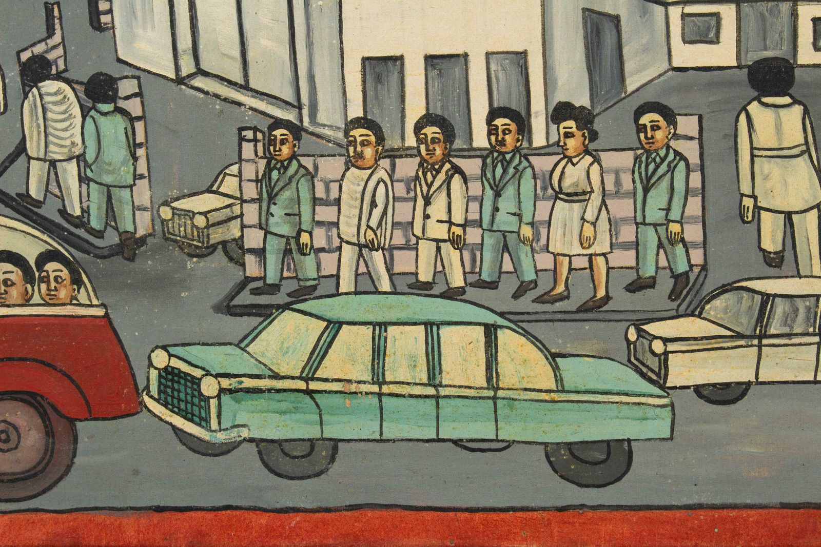 Naive Ethiopian Painting, Traffic In Addis Ababa, 1970s photo Art