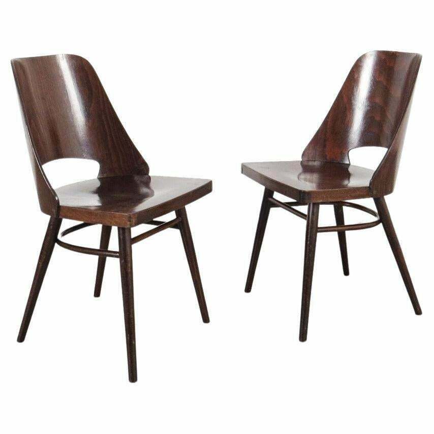 Ton Wooden Chairs In Pair, 1960s '2 Pieces'