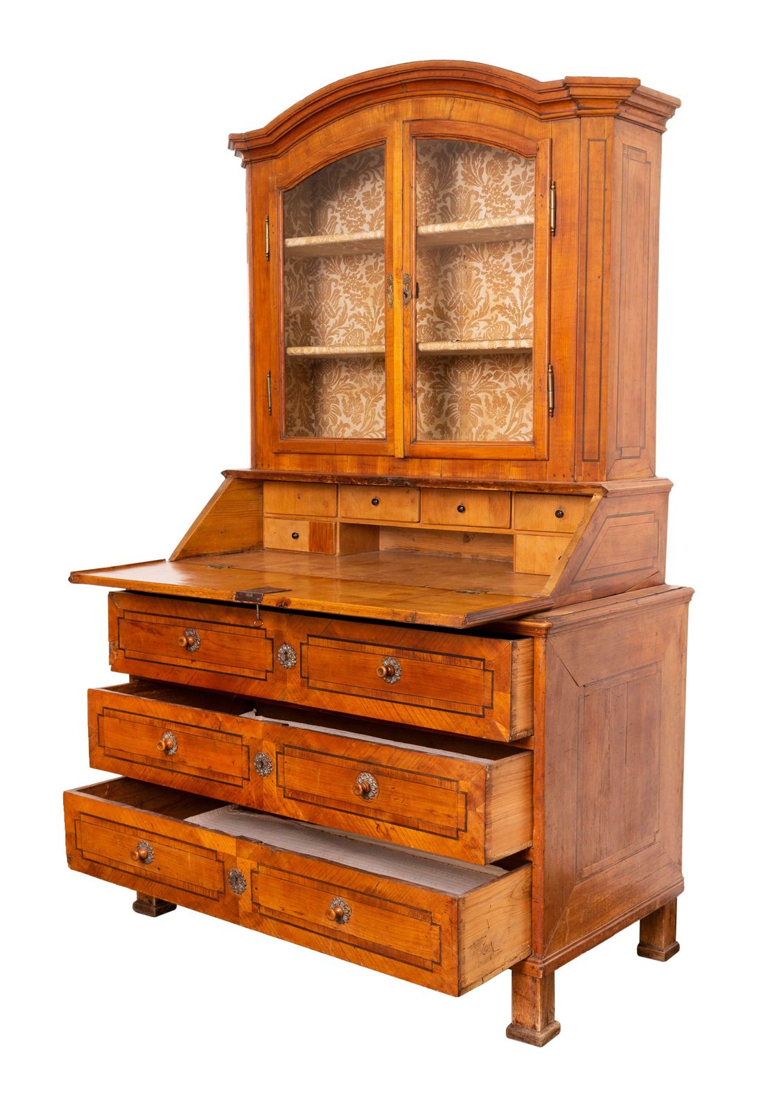 Copf Style Cherry Inlay Secretaire Cabinet, Ca. 1800 photo for sale
