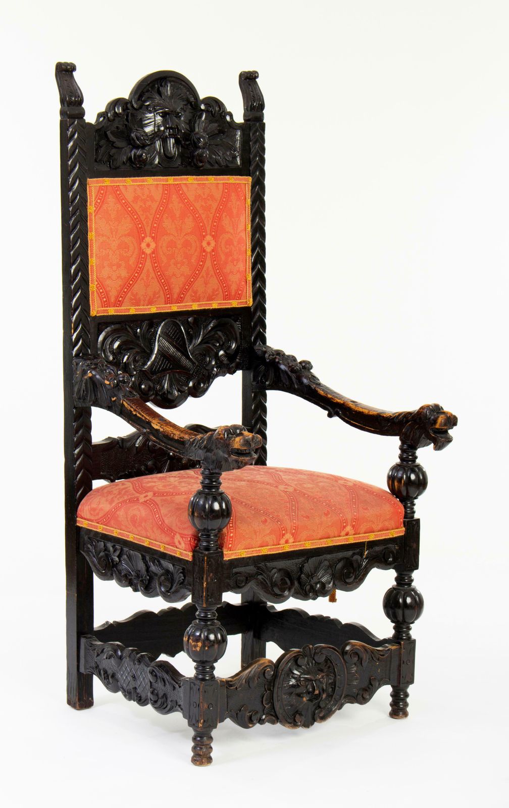 Antique Carved Basswood Throne Chairs In Historicist Style, Ca. 1900 photo Furniture
