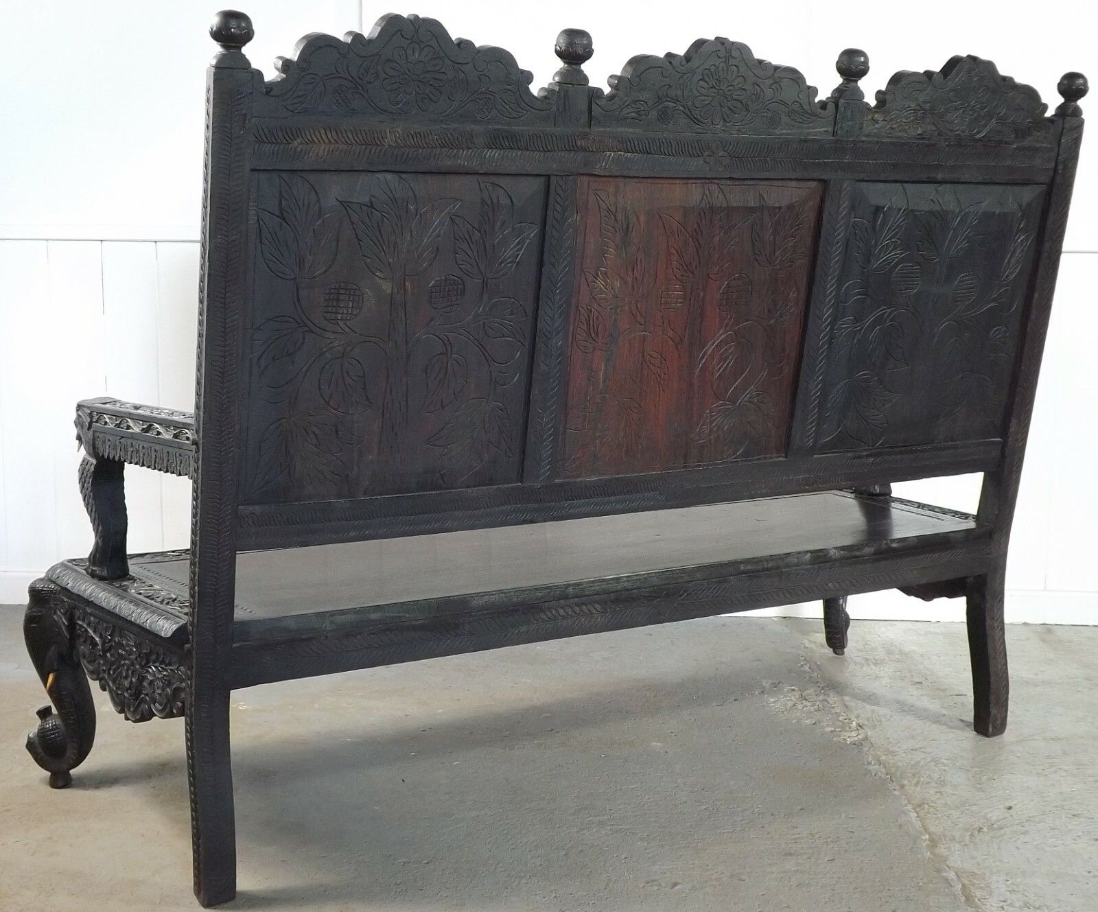Anglo Indian Bench (Delivery Available) Teak Carved Elephants photo vinterior