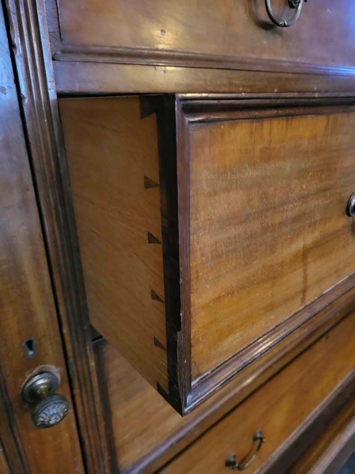 Edwardian Mahogany Triple Wardrobe With Fitted Drawers photo Furniture