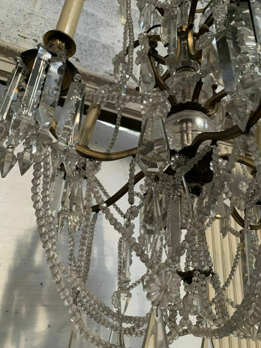 Louis XV Style "Fontaine" Chandelier In Bronze And 20th Century Pendants photo vintage