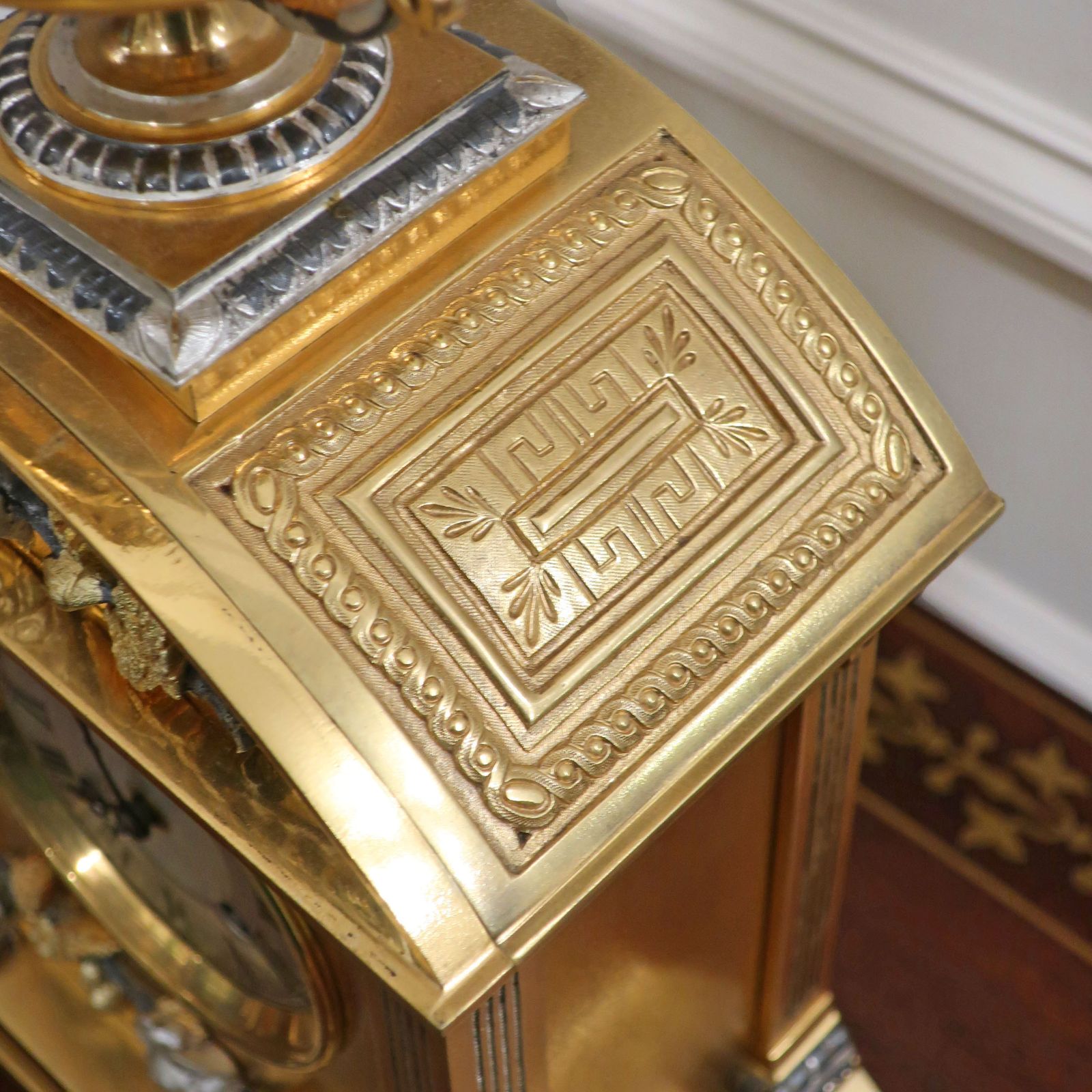 Home Decor French 19th Century Brass Gilt And Silver Gilt Mantel Clock photo
