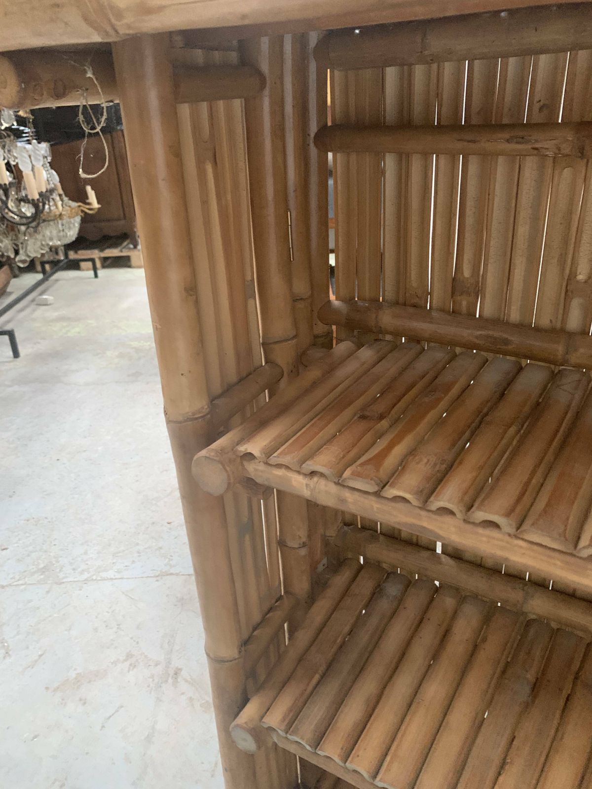 20th Century Woven Bamboo Half Moon Bar photo furniture