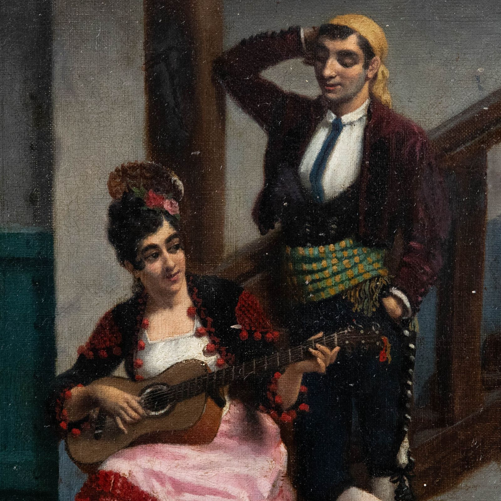 Spanish School Early 20th Century Oil The Musical Couple photo Art