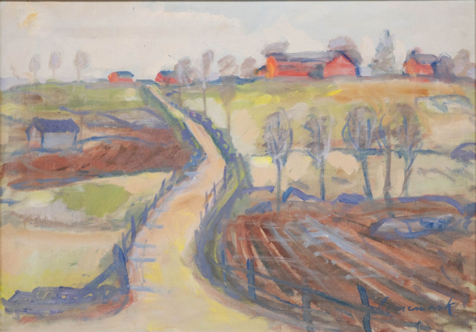 Uno Bornemark Mid 20th Century Oil, Road To The Farm photo furniture