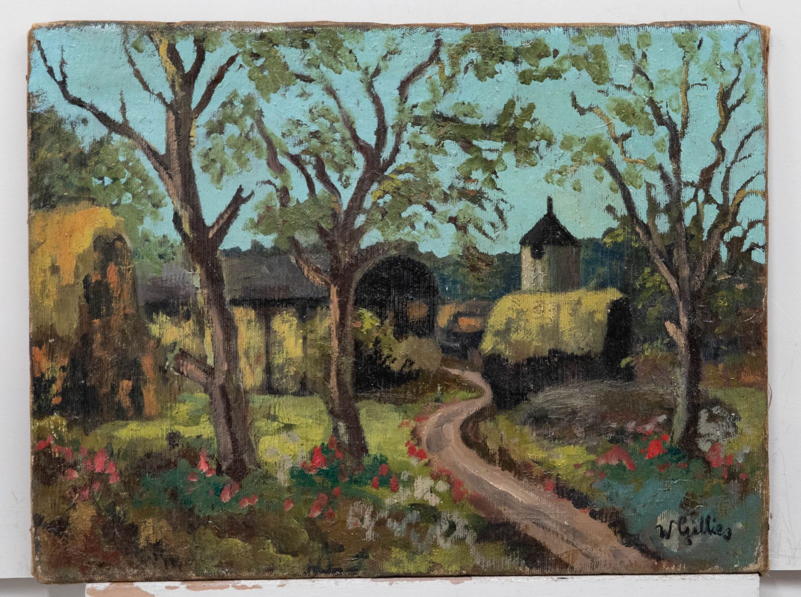 Follower Of William G. Gillies (1898 1973)  Mid 20th Century Oil, Farm Drive photo furniture