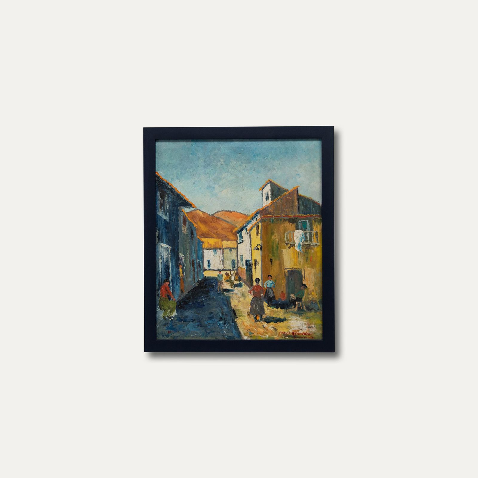 Percy Kenward Framed 20th Century Oil, Continental Street Scene photo buy