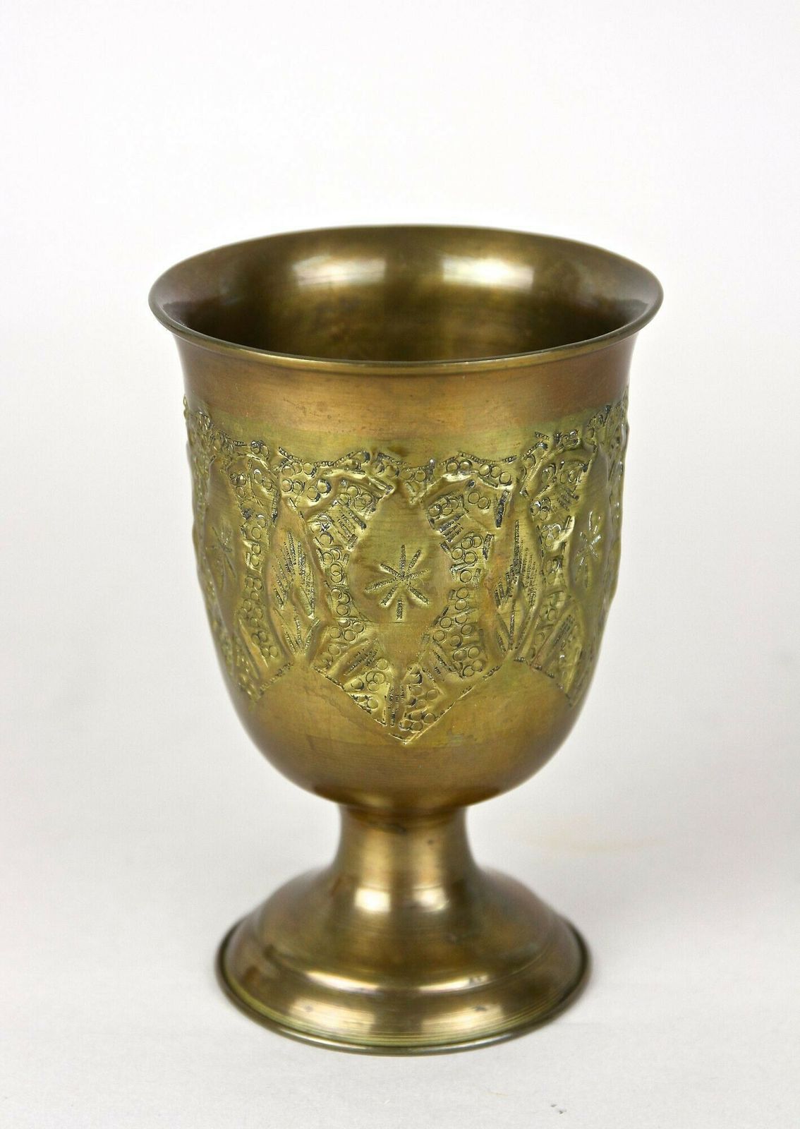 Set Of Late 19th Century Biedermeier Brass Goblets/ Cups/ Vases, At Ca. 1860 photo vintage