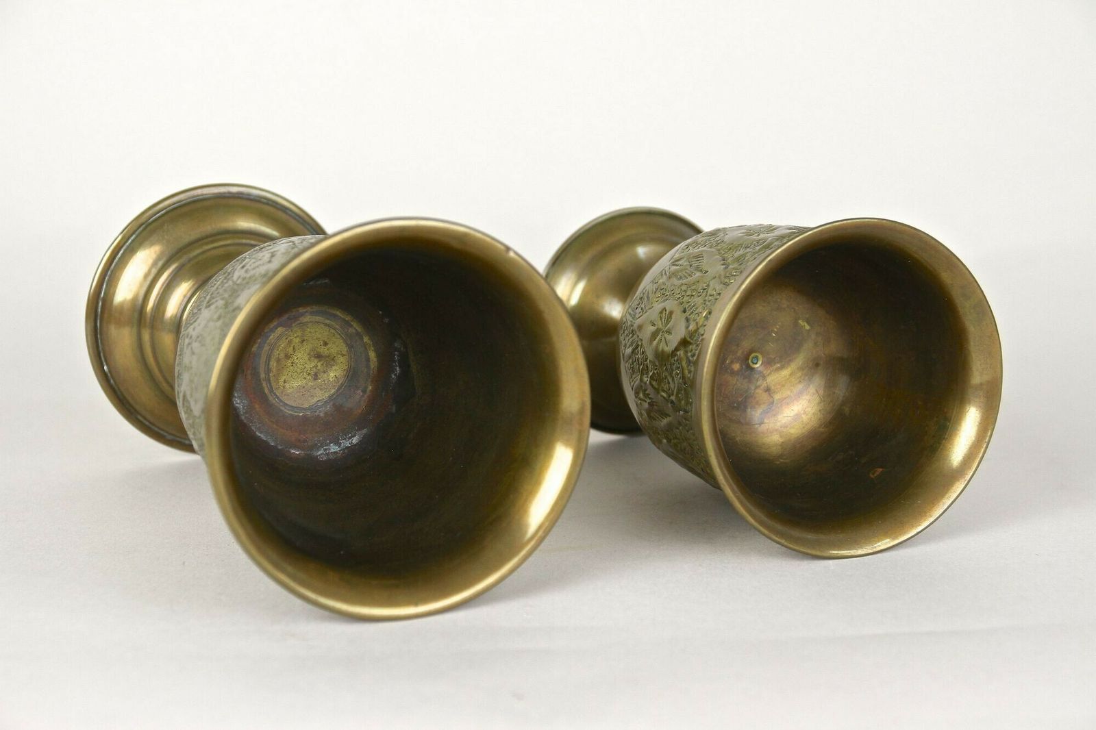 Home Decor Set Of Late 19th Century Biedermeier Brass Goblets/ Cups/ Vases, At Ca. 1860 photo