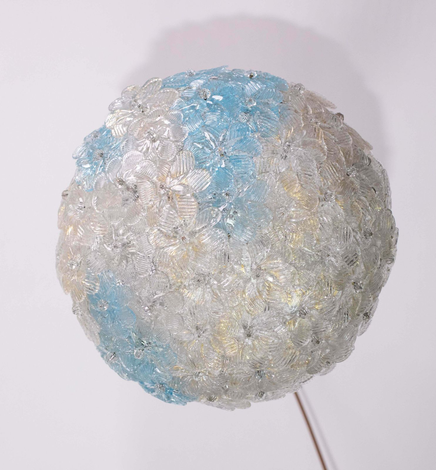 Fascinating Murano Ceiling Light Bicolor Flower By Seguso, Italy, 1960s photo vintage
