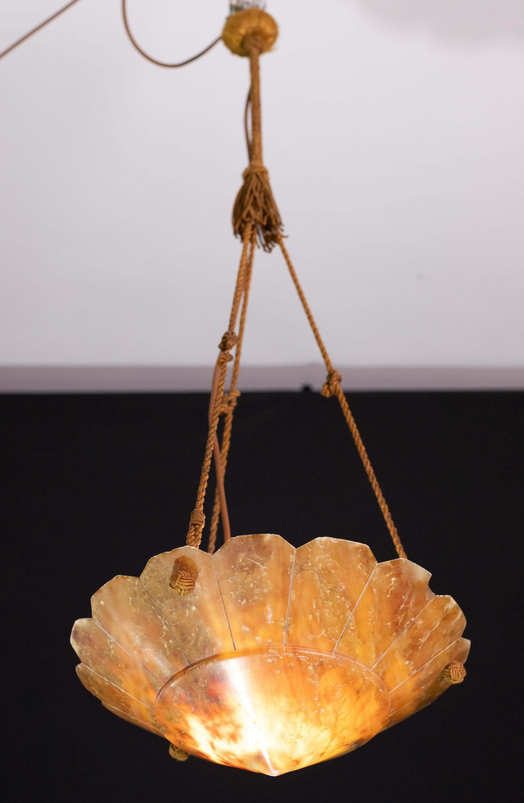 Antique Art Decò Liberty Alabaster Chandelier, 1940s photo furniture