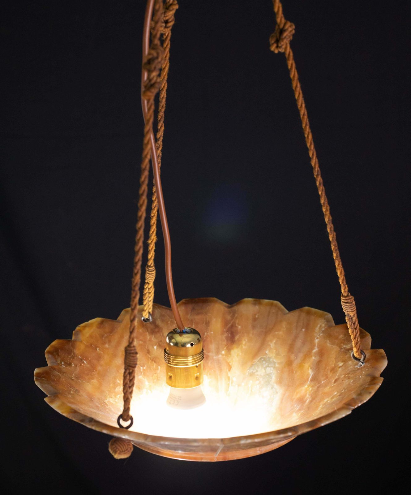 Antique Art Decò Liberty Alabaster Chandelier, 1940s photo 1439.0