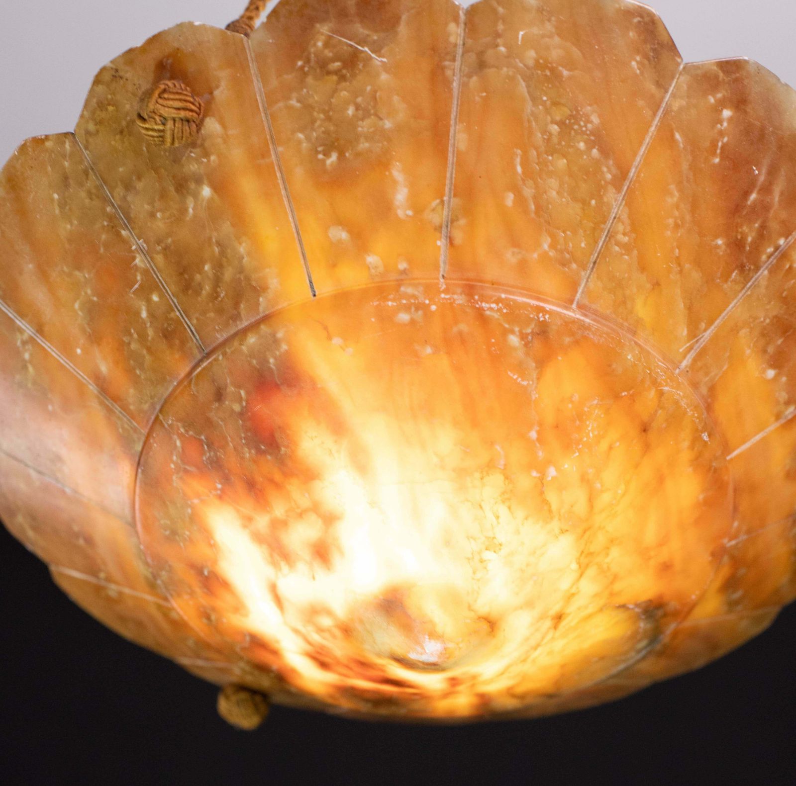 Antique Art Decò Liberty Alabaster Chandelier, 1940s photo vintage
