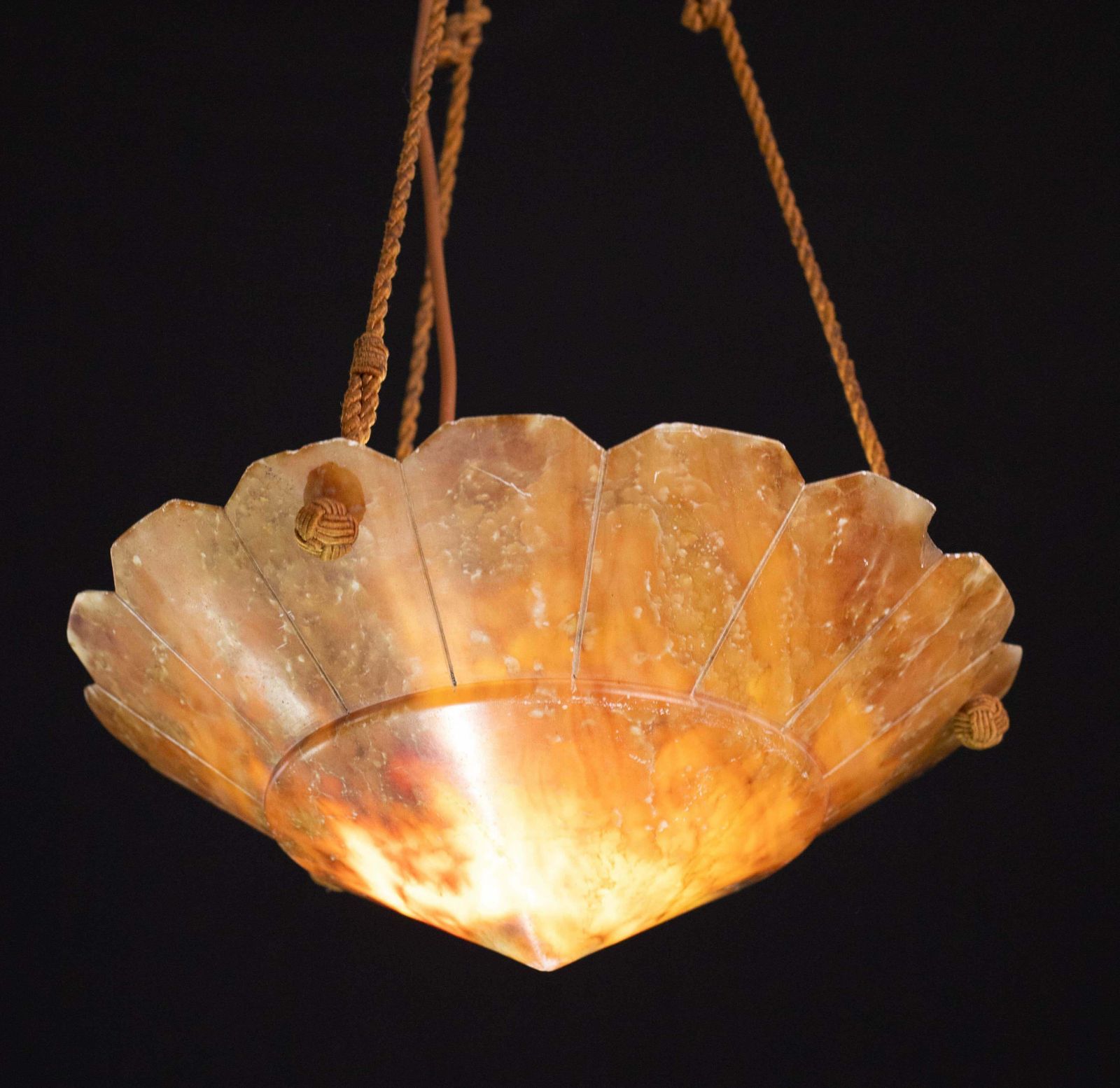 photo furniture Antique Art Decò Liberty Alabaster Chandelier, 1940s