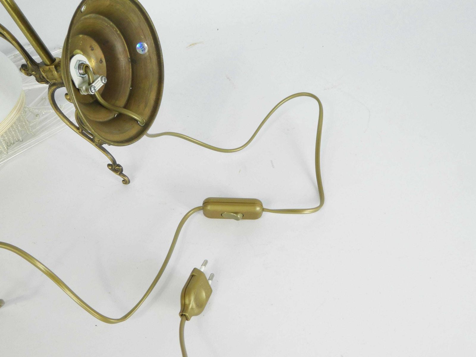 Vintage French Glass Wall Lamp With Beads And Brass Base, Beautiful Wall Sconce, Art Nouveau Lighting photo vinterior