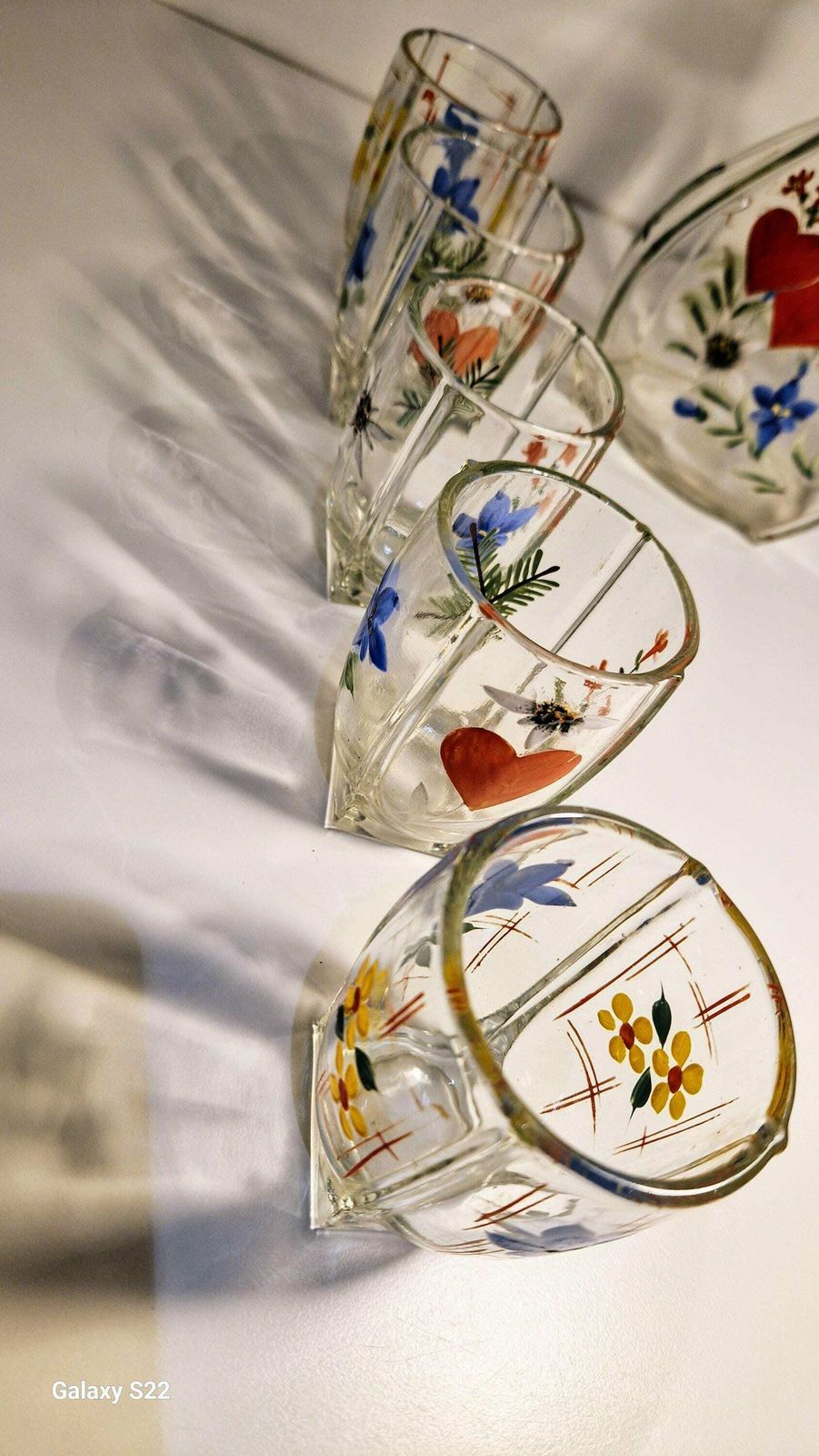 Hand Painted Holmegaard Klukflaske Decanter And Five Glasses photo for sale