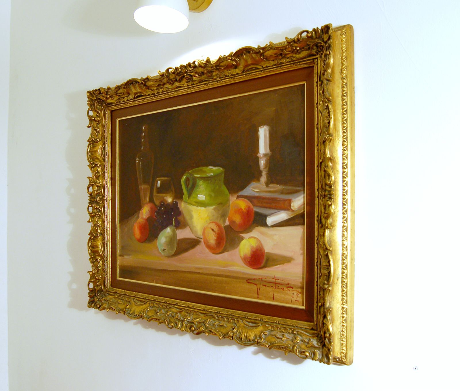 Oil On Canvas / Still Life / Pagliani Late 20th Century photo vinterior