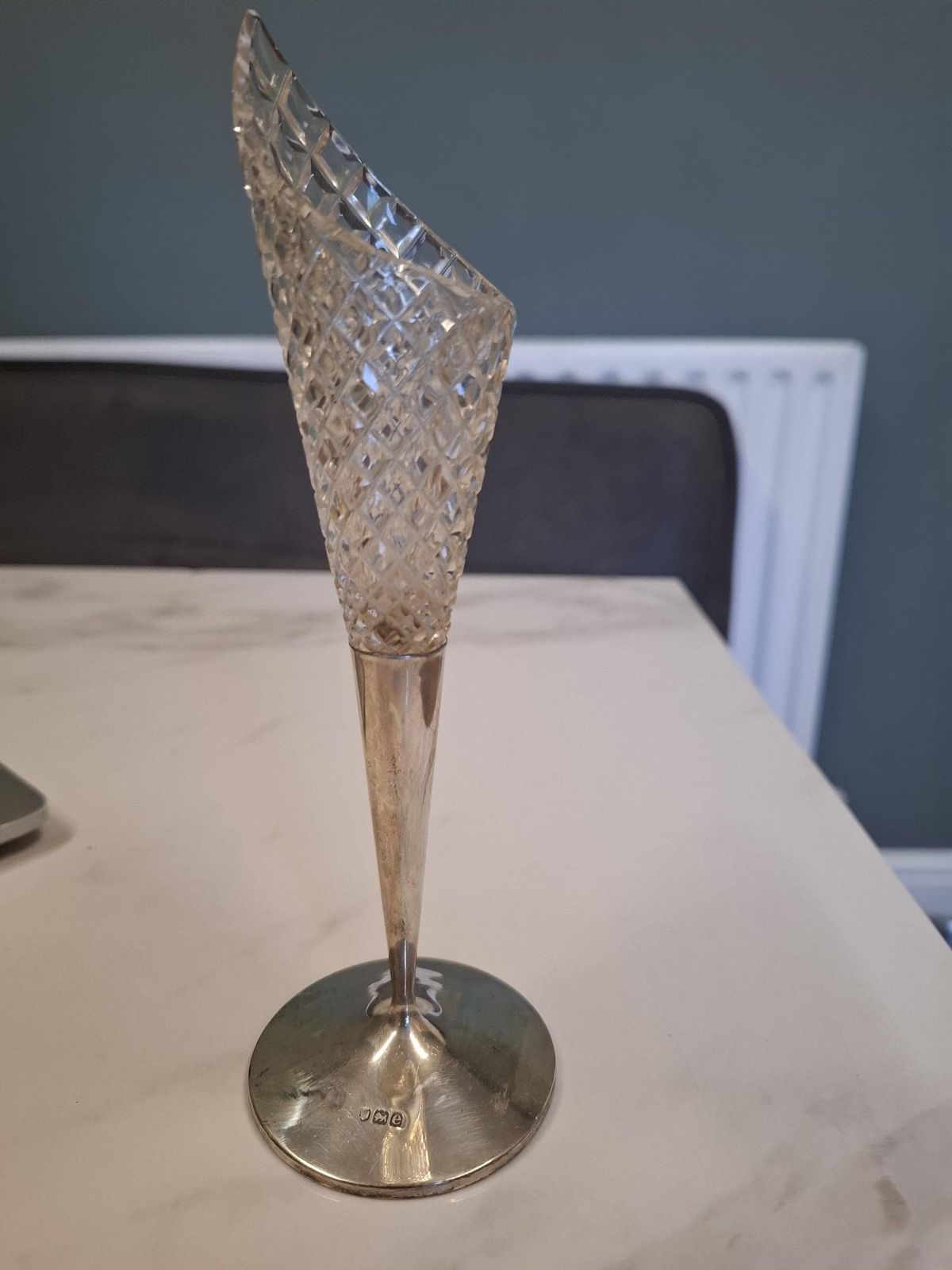 Antique London Silver 1900 Crystal Toped Epurn Vase photo 68.0