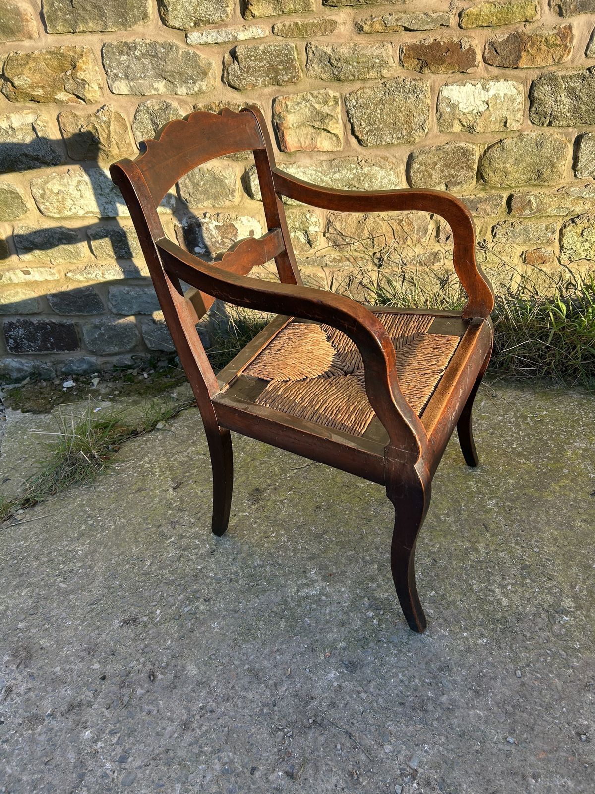 Victorian, Farm House, Sussex Arm Chair With Rush Seat. photo vinterior