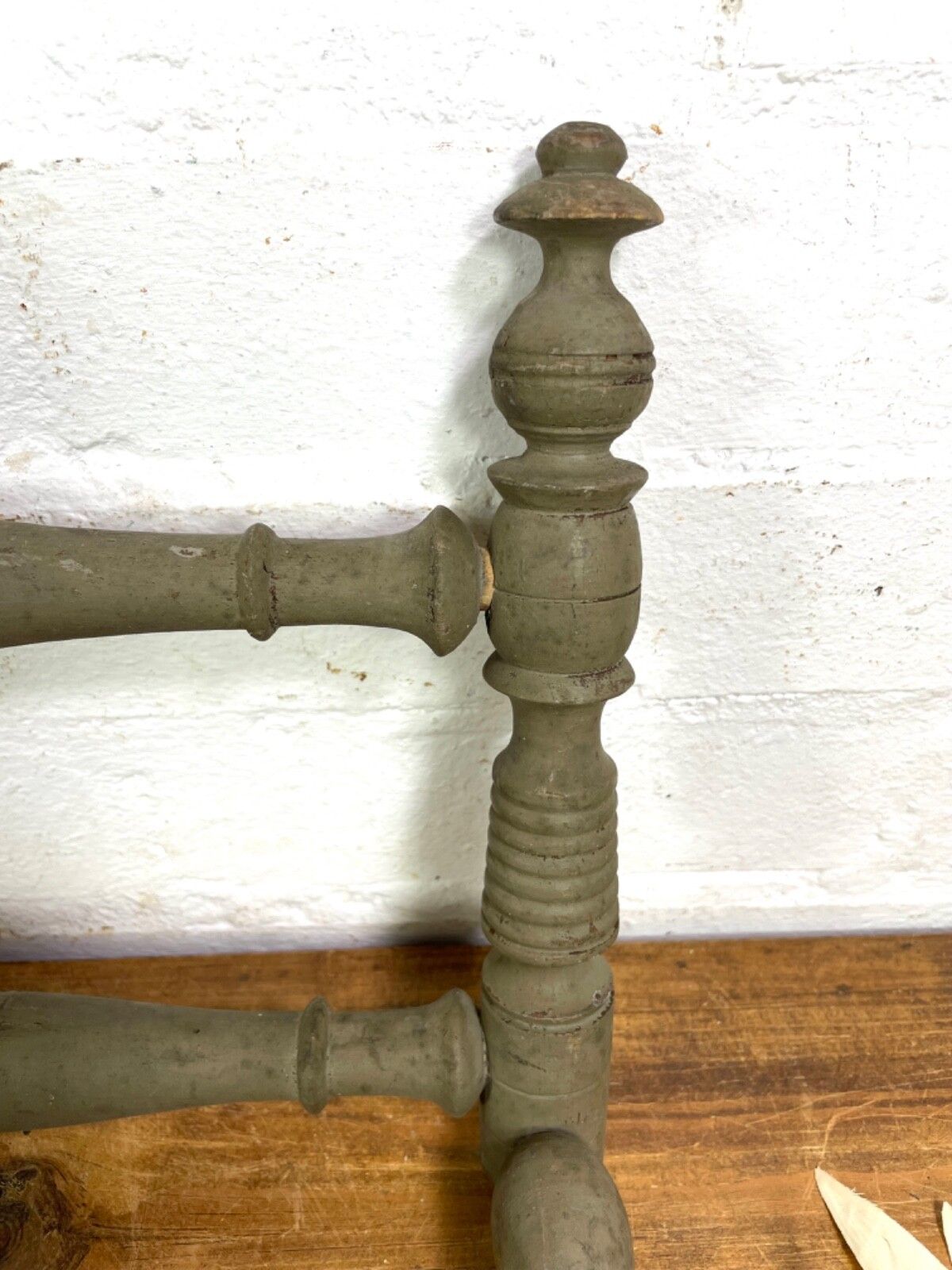 Antique French Wooden Turned Bobbin Bathroom Kitchen Towel Rail Holder photo vintage