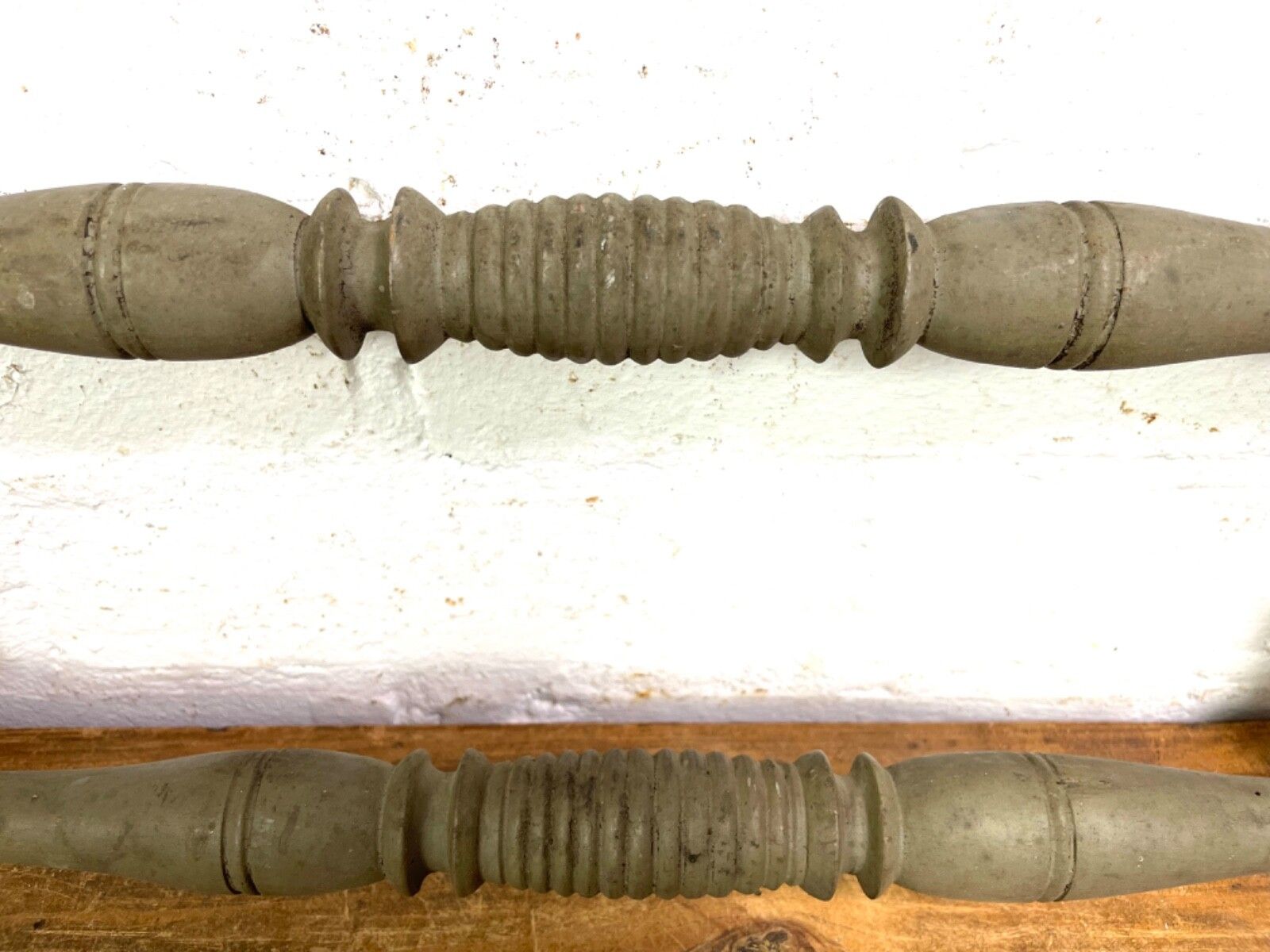 photo for sale Antique French Wooden Turned Bobbin Bathroom Kitchen Towel Rail Holder