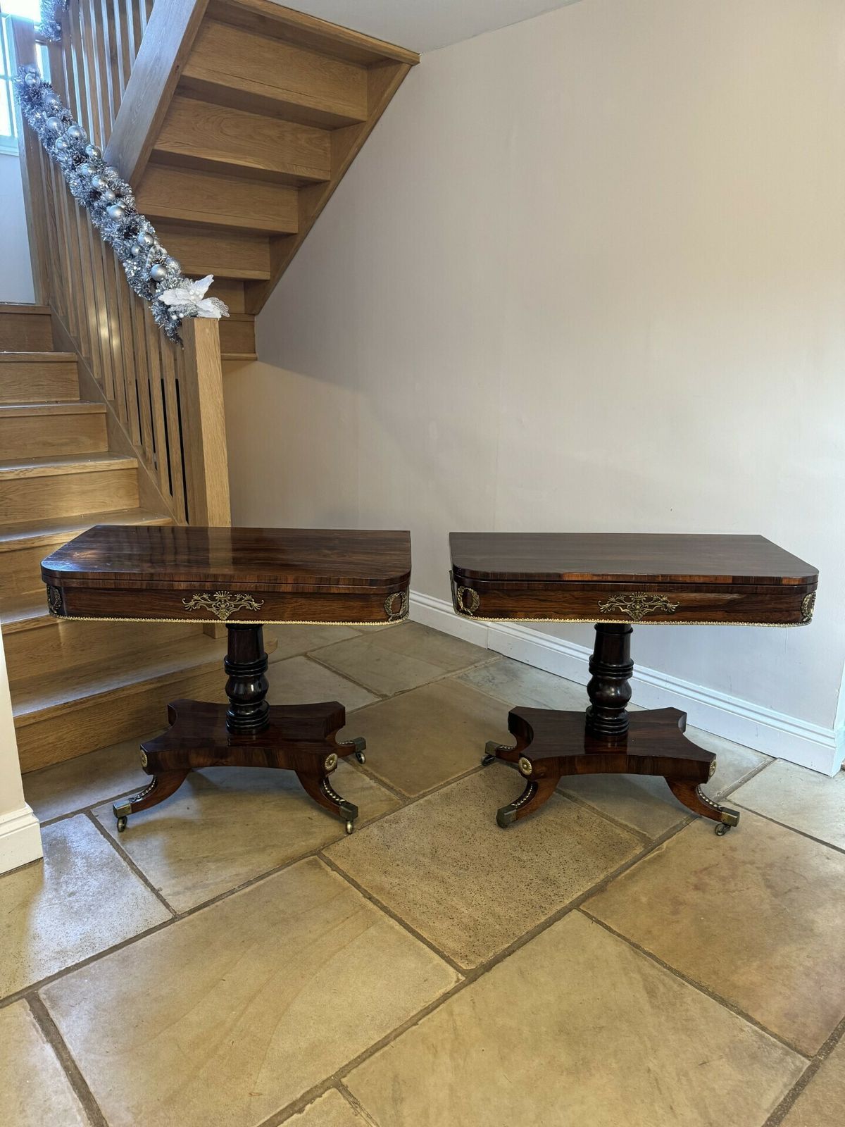 photo for sale Pair Of Antique Regency Outstanding Quality Rosewood Card Tables