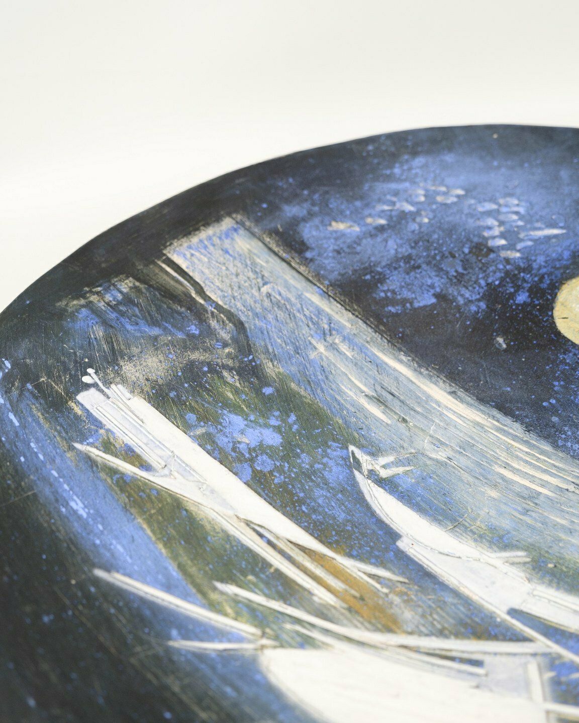 Unique Ceramic Dish With Motif Of Boats Sailing Under A Moonlit Sky By Jeppe Hagedorn Olsen (1929–2011) photo buy