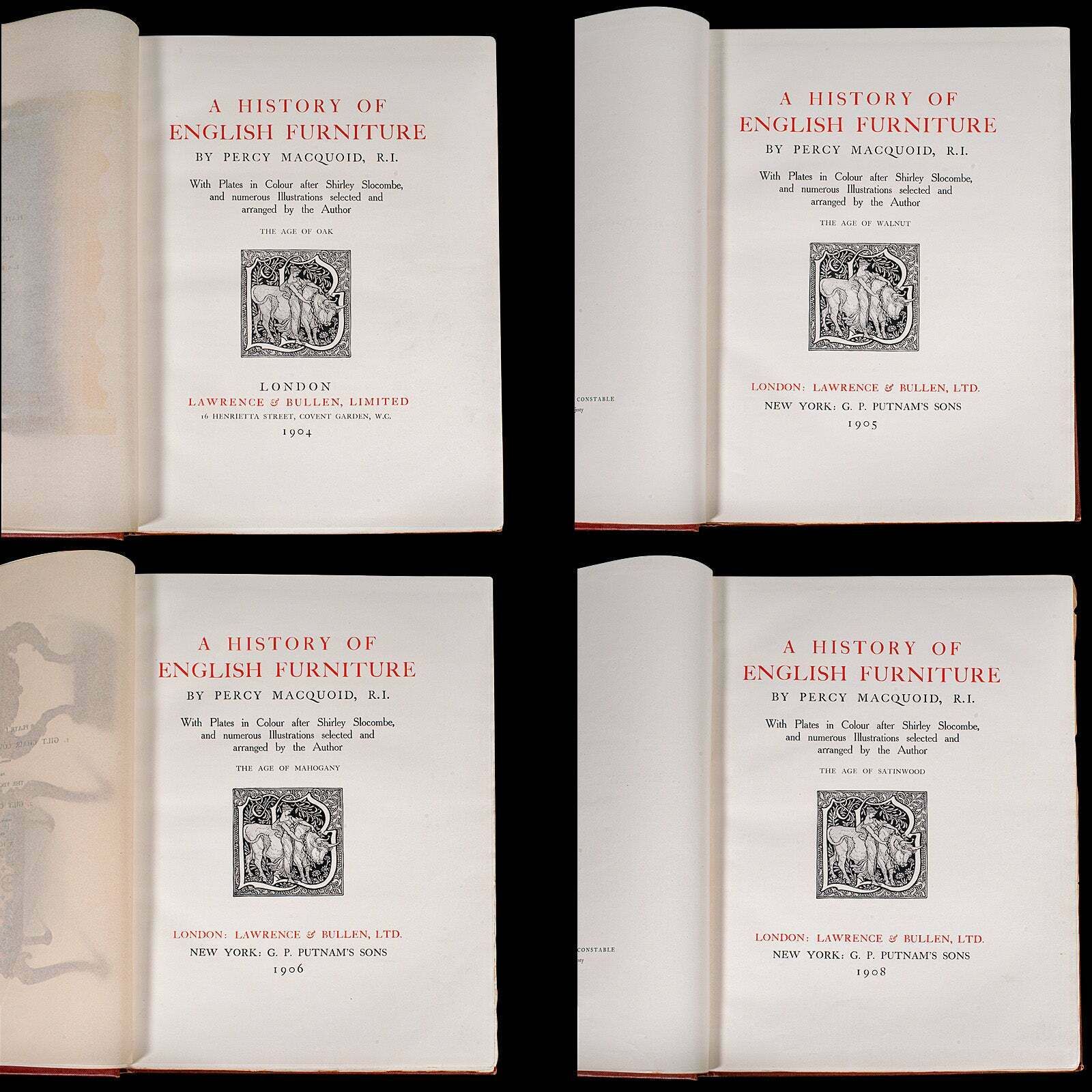 4vol Antique Reference Book Set, British Furniture, English, Macquoid, Edwardian photo for sale