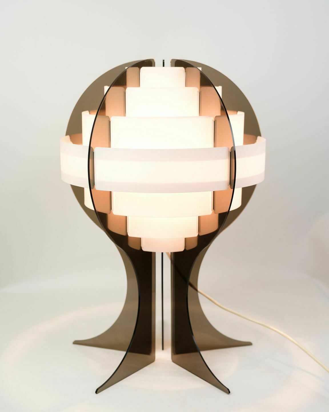 Table Lamp In Smoked & White Acrylic Glass By Flemming Brylle & Preben Jacobsen From 1960s