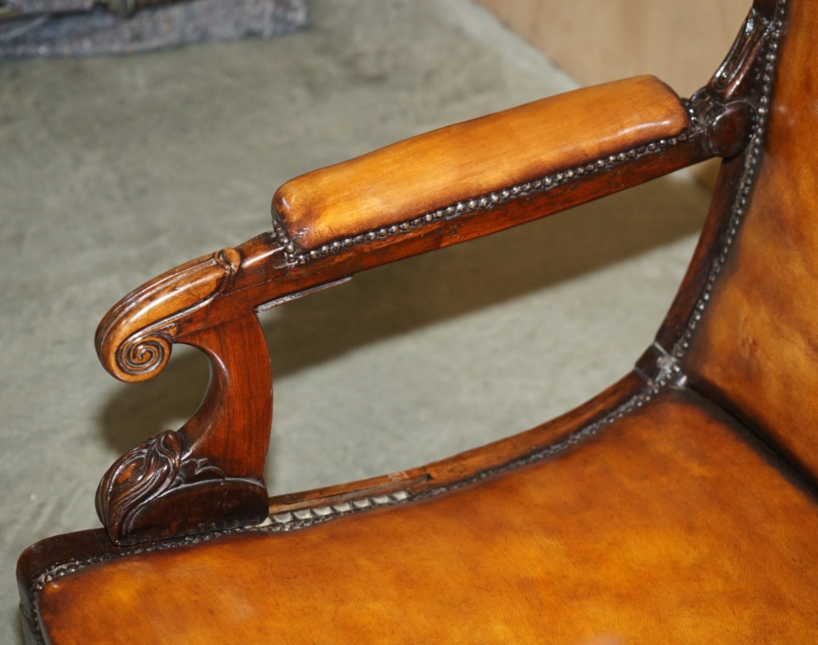 Original Antique Robert Daws Rosewood Brown Leather Reclining Library Armchair photo buy
