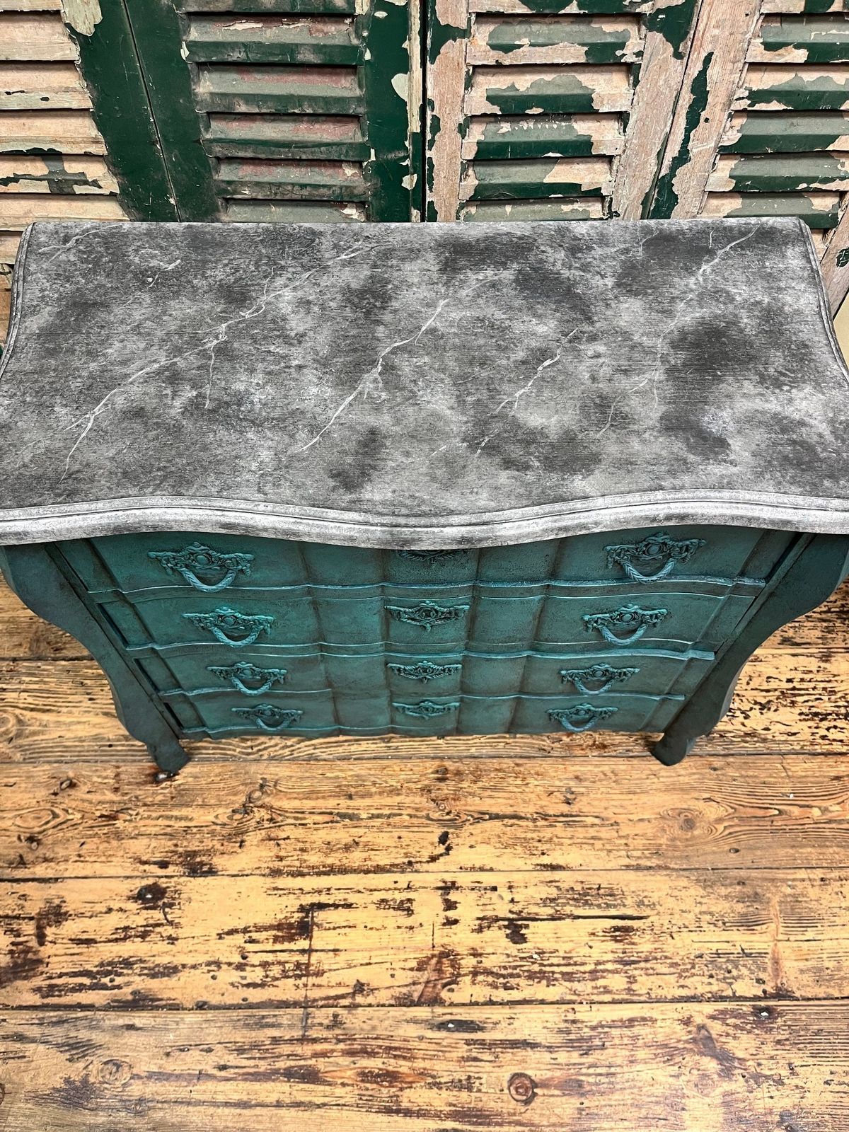 Hand Painted Chest Of Drawers With Stone Effect Top photo furniture