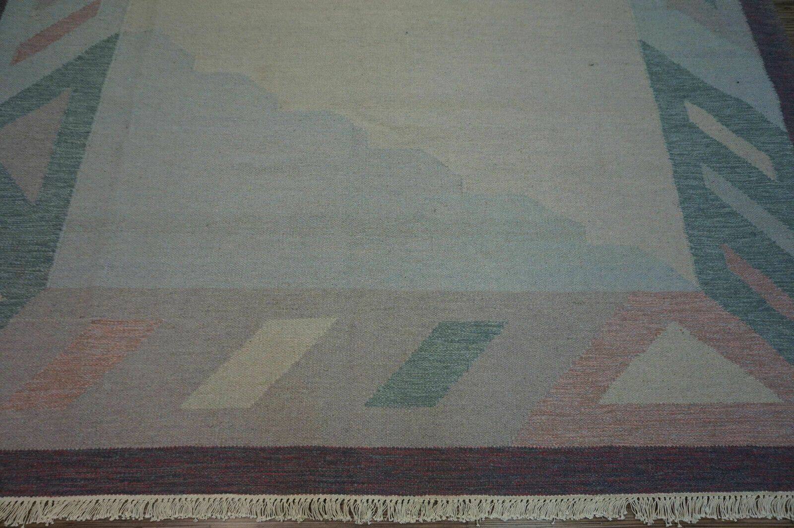 Handmade Vintage Indian Dhurrie Kilim Rug 8.4' X 9.6', 1970s photo vintage