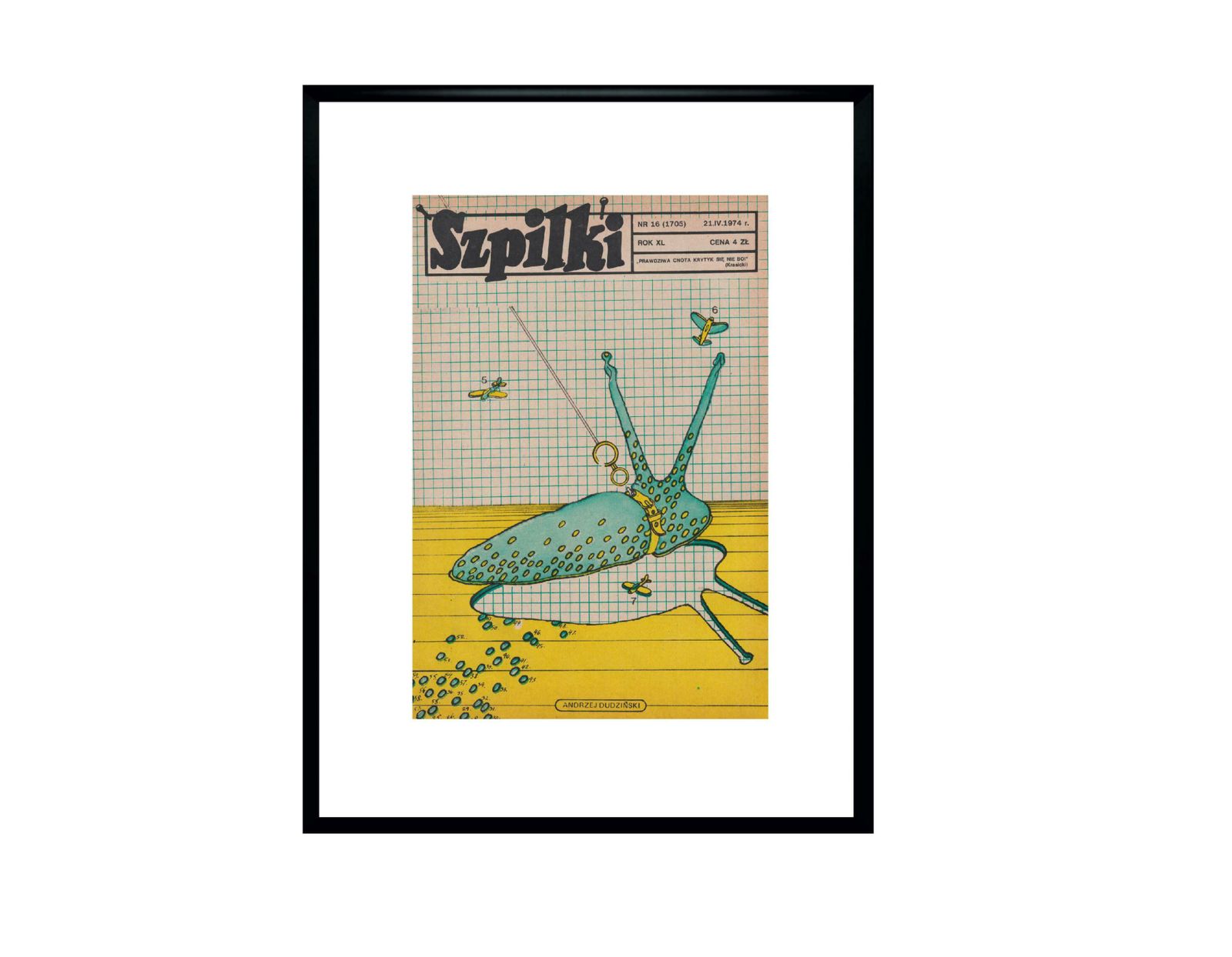 Framed Cover Of The Szpilki Magazine By Andrzej Dudziński From April 21, 1974 photo furniture