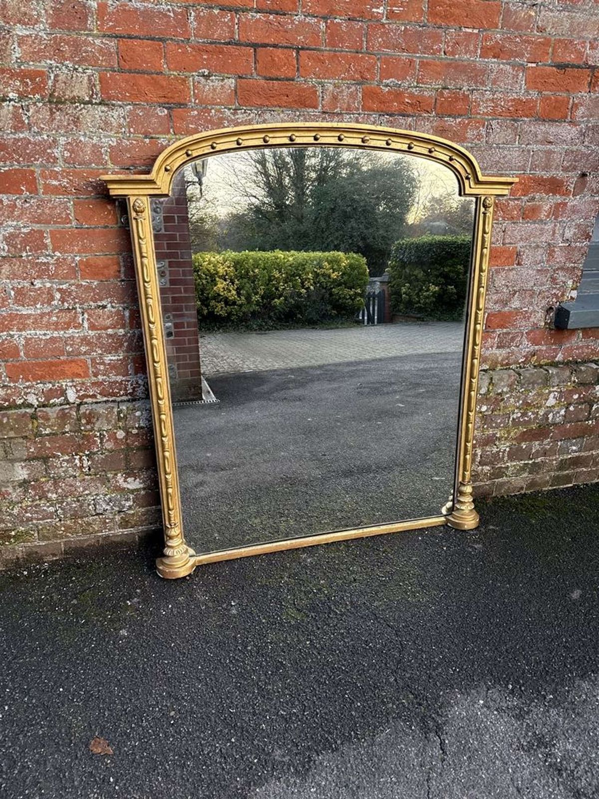 A Stunning Large Antique English 19th C Gilt Overmantle Mirror.