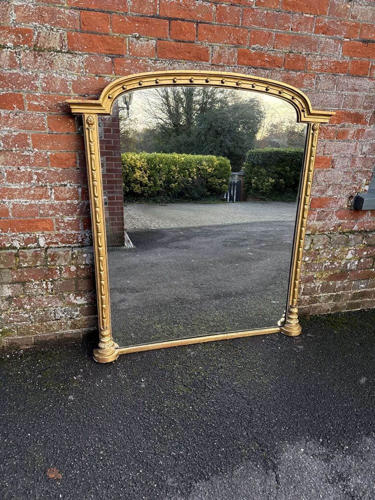 A Stunning Large Antique English 19th C Gilt Overmantle Mirror. photo vinterior