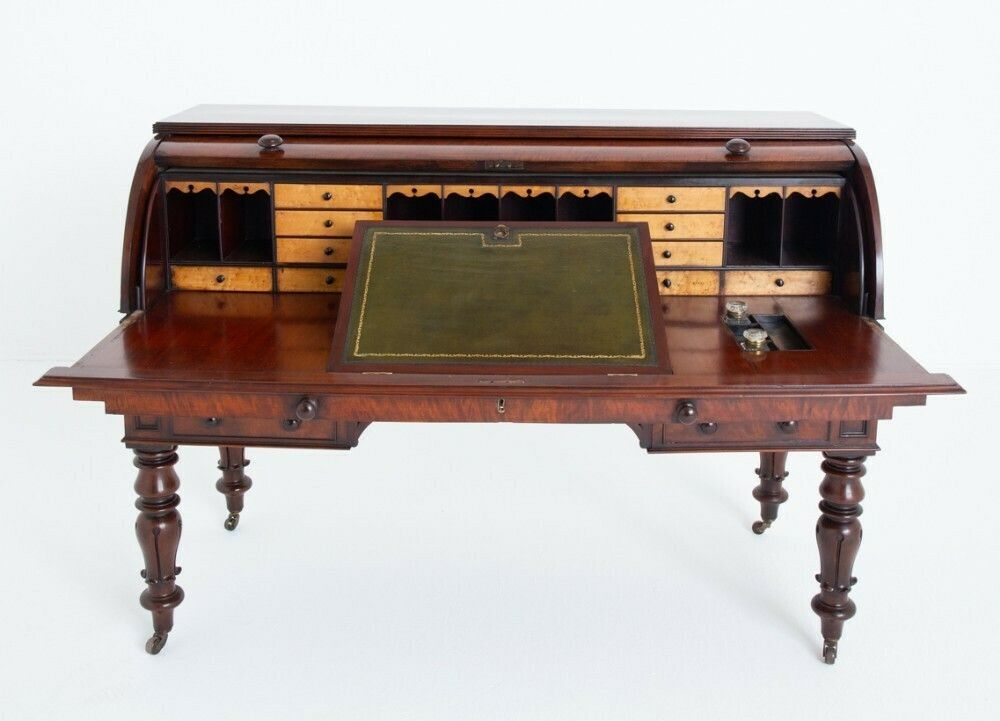 photo buy William IV Roll Top Desk Mahogany 19th Century Cylinder Period