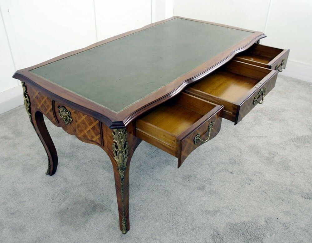 French Bureau Plat Desk Antique Parquetry Writing Table Napoleon III photo 1850.0