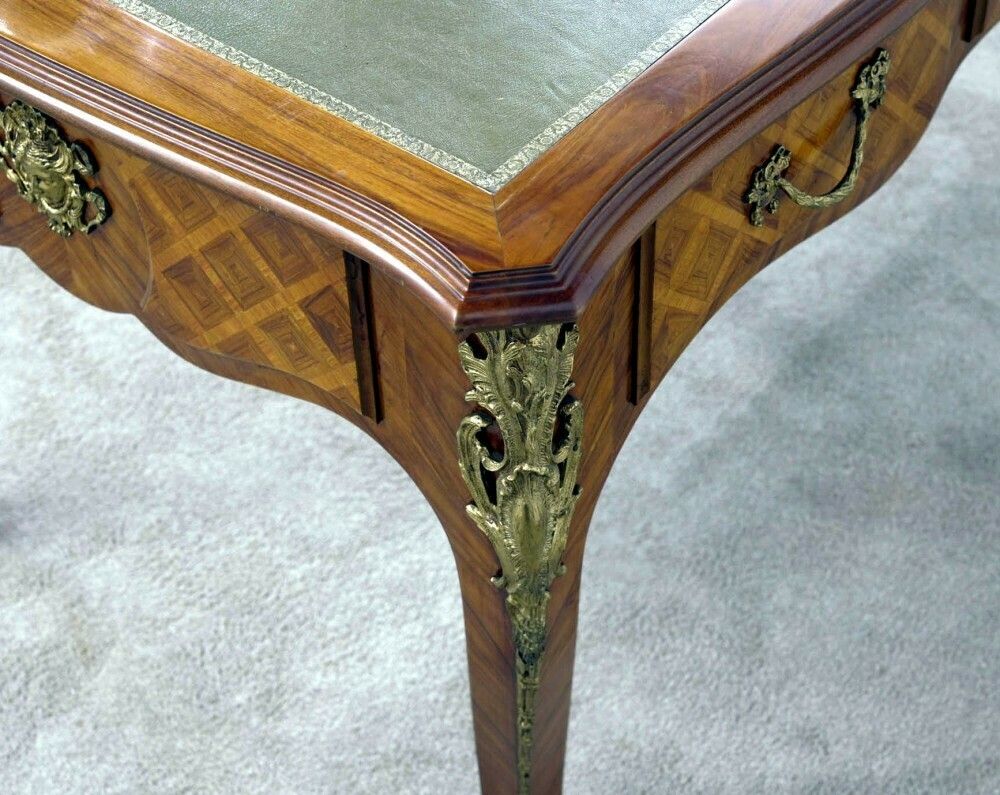 French Bureau Plat Desk Antique Parquetry Writing Table Napoleon III photo buy