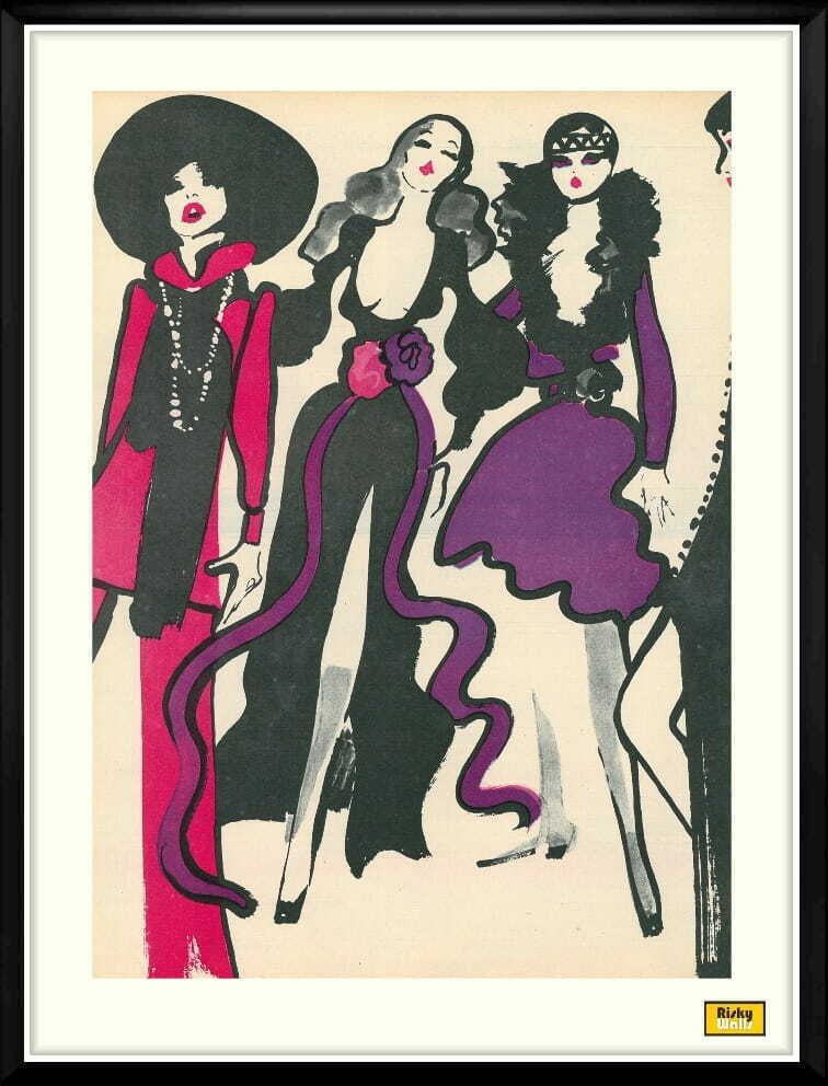 Four Framed Drawings Of Polish Fashion, By Waldemar Swierzy photo 136.0